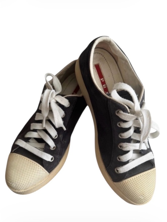 Prada Shoes - PRADA Authentic Women’s Navy Blue Suede Sneakers Size 6.5 (36.5 EU)